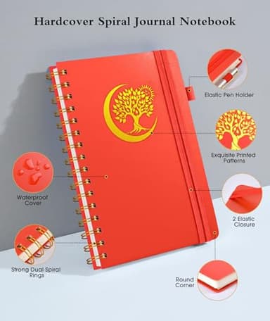 PAIBAS A4 Spiral Journal Notebook 8.5" x 11.5" – 300 Numbered Pages, 100 GSM Lined Paper, Plastic Cover, Inner Pocket, Spiral Notebooks for Work, School, College Ruled for Men Women (Red) - Image 3