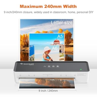Bonsaii Laminator Machine with 5 Laminating Sheets, 9 Inch Thermal Laminating Machine for Doc/Posters/Photos, Compact Laminator for Home Office School, L421-Grey - Image 6