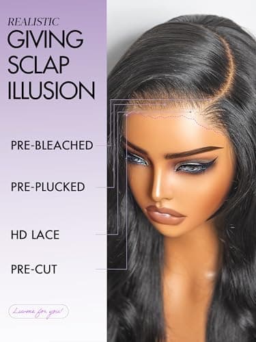 LUVME HAIR All-Day Comfort Real Glueless 7x6 HD Lace Wig 200% Density Hair PartingMax Lace Wigs Loose Body Wave Lace Front Wigs Human Hair Pre Cut Plucked Lace Frontal16 Inches Natural Black Color - Image 6