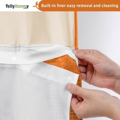 YellyHommy No Hook Shower Curtain with Snap in Liner Set Less Time Waffle Shower Curtain for Bathroom 75" L x 72" W Orange - Image 5