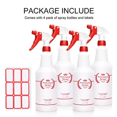 Uineko Plastic Spray Bottle (4 Pack, 32 Oz, All-Purpose) Heavy Duty Spraying Bottles Leak Proof Mist Empty Water Bottle for Cleaning Solution Planting Pet with Adjustable Nozzle and Measurements - Image 7