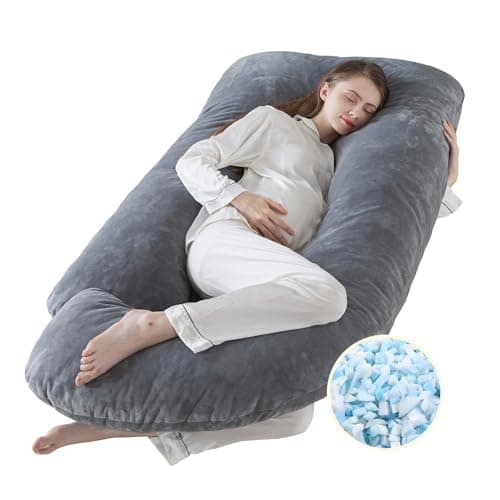 WhatsBedding Pregnancy Pillows for Sleeping, J Shaped Full Body Maternity Pillow for Adults, Memory Foam Filling Support for Back, Legs, Belly, HIPS for Pregnant Women (Gray) - Image 1