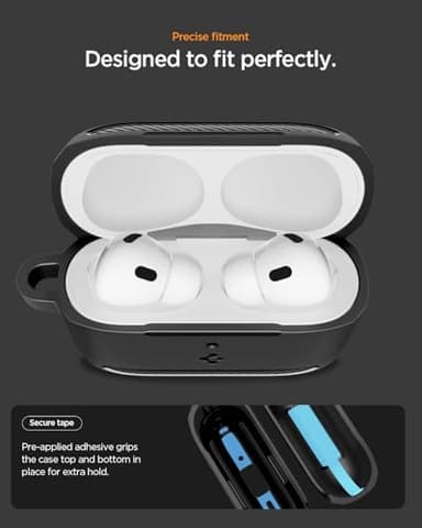 Spigen for AirPods Pro 3 Case, Rugged Armor Compatible with AirPods Pro 3rd Generation Case (2025), Shockproof Protective Cover with Carabiner - Matte Black - Image 5
