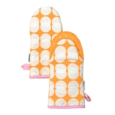 Baagol Non-Slip Cotton Kitchen Oven Mitt Set, Modern and Cute Kitchen Mittens with Non-Slip Silicone Grips and Hanging Loops, 2 Piece, 12" x 5.5" (Pumpkin Spice) - Image 1