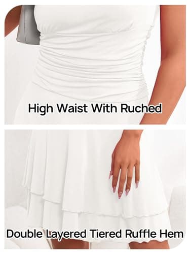 MEROKEETY Women's 2025 Summer Strapless Tube Dress Sexy Off Shoulder Ruffle Tiered Flowy Mini Dresses, White, M - Image 5