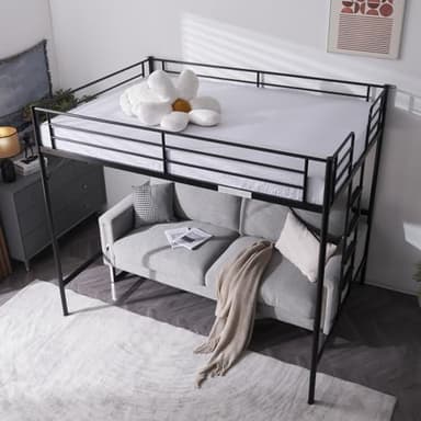 VINGLI Loft Bed Full Size with Flat Rungs for Adults, Kids and Young Teens, No Box Spring Required,Heavy Duty Metal Slat Support - Image 2