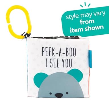 Sassy Peek-a-Boo Activity Book with Attachable Link for On-The-Go Travel, Sensory Play, Black & White, Ages 0+ Months - Image 2