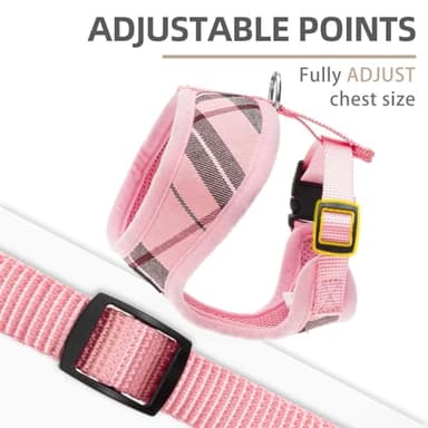 PUPTECK Soft Mesh Dog Harness and Leash Set Pet Puppy Cat Comfort Padded Vest No Pull Harnesses, Light Pink, S - Image 3