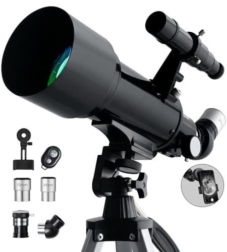 Telescope 70mm Aperture 500mm - Portable Catadioptric Telescopes for Kids & Adults AZ Mount Fully Multi-Coated Optics, with Tripod Phone Adapter, Wireless Remote, Carrying Bag Black - Image 1