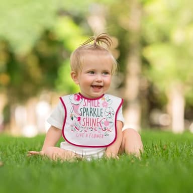 CIVARUA KIDS Mess Proof Baby Bib 3 Pack, Waterproof Led Weaning Baby Feeding Bibs With Food Catcher, Travel Pink Red Floral Feeding Bibs for girl boy - Image 7