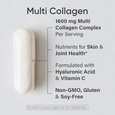 Sports Research® Multi Collagen Pills for Women & Men - Collagen Peptides (Type I, II, III, V, X) Enhanced with Hyaluronic Acid & Vitamin C - Gluten Free ­· Non-GMO - 90 Capsules - Image 2