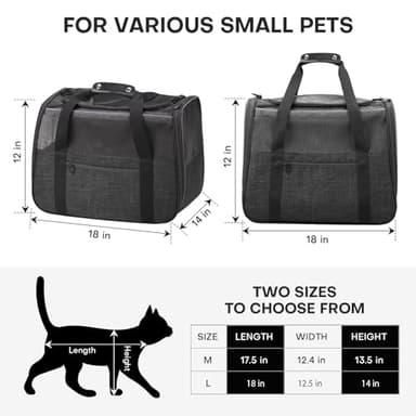 JUNGYOUN Premium ​Cat Carrier - ​Pet Carrier for Cat & Small Dogs up to 15lbs - ​Airline Approved Travel Dog Carrier with Anti-Escape Zippers, Collapsible Travel Bowl & Padded Strap,Dark Grey - Image 6
