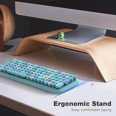 MOFII Wireless Bluetooth Keyboard, Typewriter Retro Round Keycaps Keyboard, Bluetooth 5.1 Tech Compatible with iPhone, iPad, Android, Windows, PC, Mac, Perfect for Home/Office (Blue Colorful) - Image 6