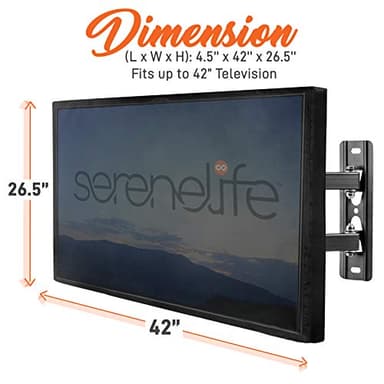 SereneLife Waterproof TV Cover for 40-42 inch TV- Indoor/Outdoor Weatherproof Television with Bottom Cover, Thick Fabric, Dustproof with Remote Control Pocket, Black - Image 2