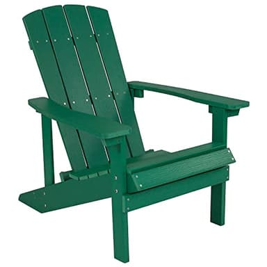 Flash Furniture Charlestown Commercial Grade Indoor/Outdoor Adirondack Chair, Weather Resistant Durable Poly Resin Deck and Patio Seating, Green - Image 1