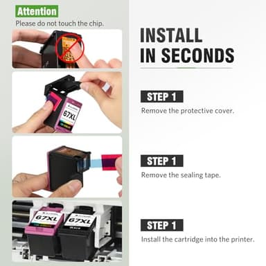 67XL Ink Cartridge Replacement for HP 67 XL Black Remanufactured for HP Ink 67 67XL for DeskJet 2755e 2700 2752 2855e 2800 2742e 4155e 4255e 4100 Envy 6055 6055e 6455e Printer (2-Pack) - Image 5