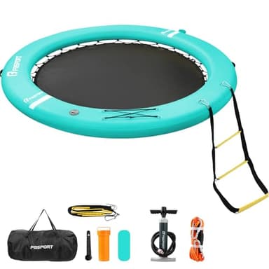 FBSPORT Inflatable Dock Floating Platform, 8ft Inflatable Water Hammock Floating Deck for Lake W/Cupholder, Round Floating Ring Sunchill Float Ring, Pool Float Raft Lounger Island Platform Pad - Image 8