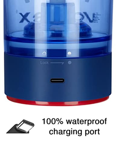 VOLTRX Electric Shaker Bottle - VortexBoost Portable USB C Rechargeable Protein Shake Mixer, Shaker Cups for Protein Shakes, BPA Free, Waterproof, Colored Light Base, 24 oz (Power Blue) - Image 5
