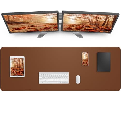 Large Desk Mat 55" x 17"Leather Desk Pad Protector,Mouse Pad,Office Desk Mat, Non-Slip PU Leather Desk Blotter,Waterproof Keyboard mat for Office/Home/Decor (Brown) - Image 1