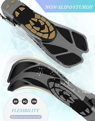 Greatever Snorkel Fins Adjustable Buckles Open Heel Swim Flippers Travel Size Short Swim Fins for Snorkeling Diving Swimming Adult Men Womens - Image 3