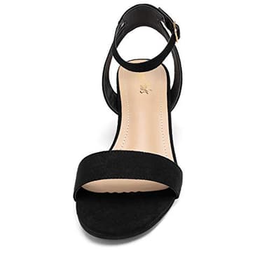 DREAM PAIRS Women's Open Toe Ankle Strap Low Block Chunky Heels Sandals Party Dress Pumps Shoes,Size 9,Black/Suede,CARNIVAL - Image 4