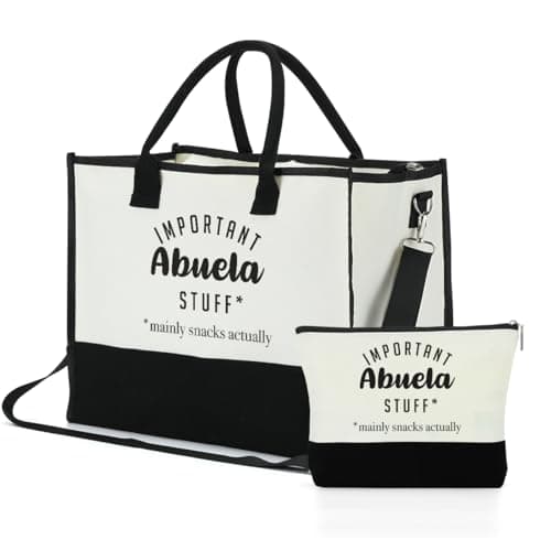Abuela Gifts Grandma Gifts Abuela Appreciation Tote Bag & Makeup Bag Grandmother Gifts from Granddaughter Cosmetic Bag Presents for Grandma Women Mimi Canvas Bag for Birthday Retirement Mothers Day - Image 1