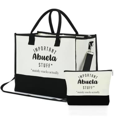Abuela Gifts Grandma Gifts Abuela Appreciation Tote Bag & Makeup Bag Grandmother Gifts from Granddaughter Cosmetic Bag Presents for Grandma Women Mimi Canvas Bag for Birthday Retirement Mothers Day - Image 1