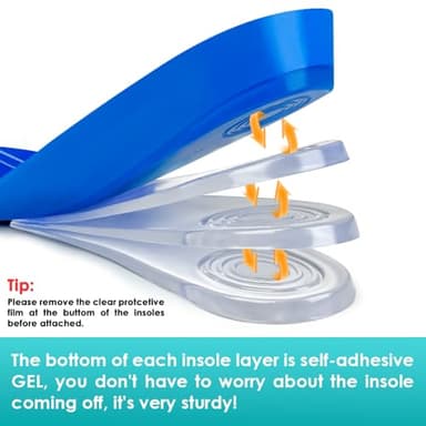 Skyfoot 4 Layers Adjustable Height Increase Insoles, 3/4 Length Shoe Lifts Heel Elevator Cushioned Inserts Up to 1.2 Inches (Blue, Large: Women 9.5-13, Men 8.5-14) - Image 4