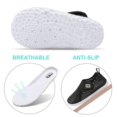 JOINFREE Water Shoes Unisex-Child Boys Girls Athletic Walking Sneakers Shoes for Kids Mesh BlackGrey 2.5-3 Years Toddler - Image 4