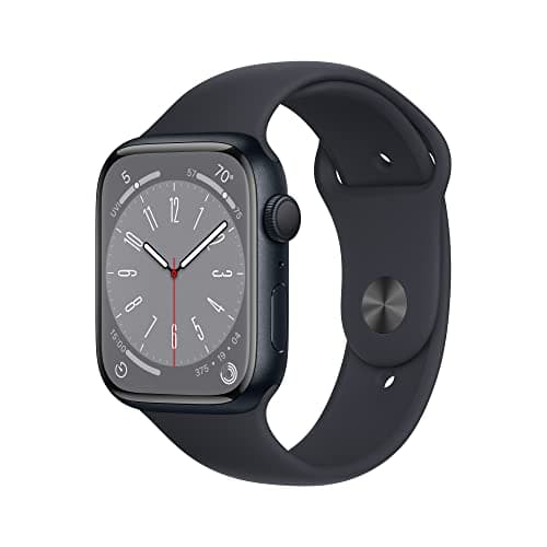 Apple Watch Series 8 [GPS, 45mm] - Midnight Aluminum Case with Midnight Sport Band, M/L (Renewed) - Image 1