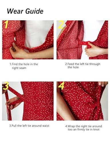 Naggoo Women's Summer Wrap V Neck Polka Dot Print Ruffle Short Sleeve Mini Dress with Belt Navy Blue S - Image 6