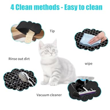 FADEYJ Cat Litter Mat, Kitty Litter Collector, Double Layered Honeycomb Design Waterproof, Anti Urine, Anti Slip, Easy to Clean, Limit Garbage (30"x24", Black) - Image 6