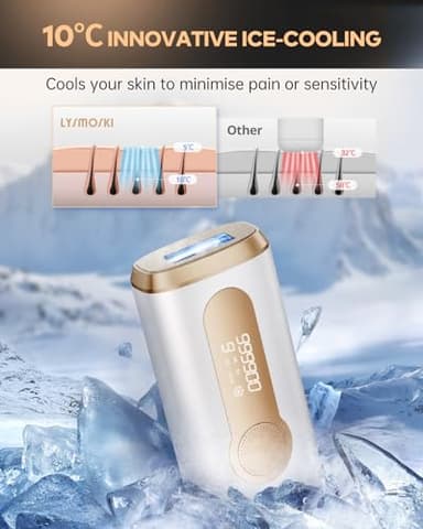LYSMOSKI Laser Hair Removal with Cooling System, IPL Hair Removal for Women and Men, 3-in-1 At-Home Hair Removal Device for Facial Legs Arms Whole Body Use, 9 Energy Levels - Image 2