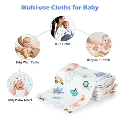 Maliton Muslin Baby Burp Cloths 6 Pack Large 20''x10'' 100% Cotton Burp Rags Absorbent and Soft 6 Layers Muslin Cloth Baby Essentials for Newborn(Animals and Cars, Pack of 6) - Image 8