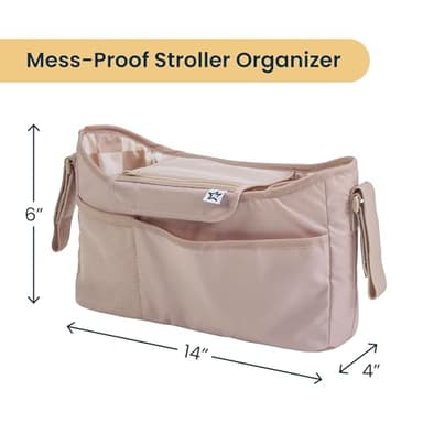 Tiny Twinkle Universal Stroller Organizer with Adjustable Strap - Waterproof Stroller Caddy Fits Baby Jogger,Nuna,Graco,Donna and Bugaboo Strollers（Beige Checkers） - Image 3
