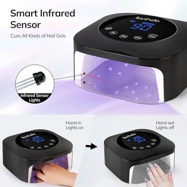 UV Light for Nails, Lavinda UV Nail Lamp 54W Rechargeable Nail Dryer Gel Polish Light with Large Touch Display, Professional Fast Curing Lamp with 4 Timer Setting Auto Sensor for Salon & Home - Image 4