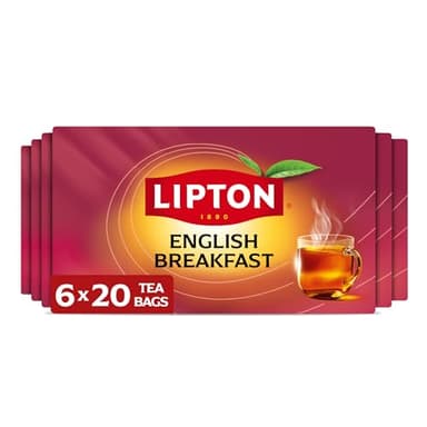 Lipton English Breakfast Tea Bags, Flavored Teabags, 120 Total Bags (20ct - Pack of 6) - Image 1