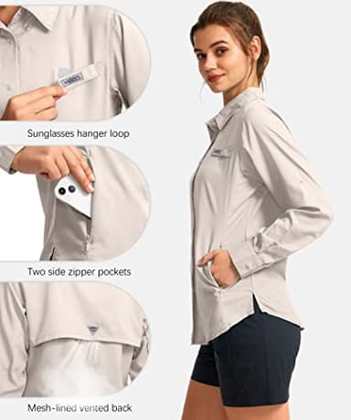Womens Sun Protection Fishing Shirt with Zipper Pockets Lightweight SPF Long Sleeve Shirts for Hiking Safari - Image 4