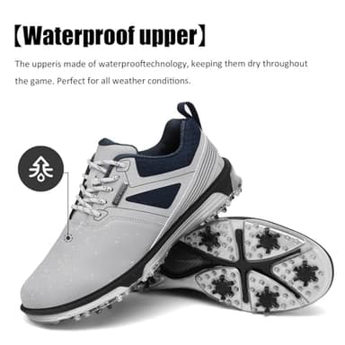 ULTIANT Men's Golf Shoes Fixed Nailless Sole Waterproof Lightweight No-Slip Walking Shoes Size7.5-13(Grey,40) - Image 2