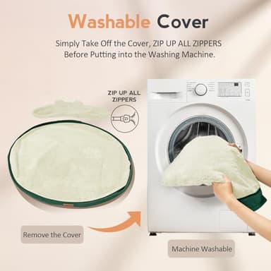 Large Dog Bed Orthopedic Dog Beds for Extra Large Dogs with Washable Removable Cover Waterproof Pet Beds with Pillow-Beige and Dark Green - Image 6