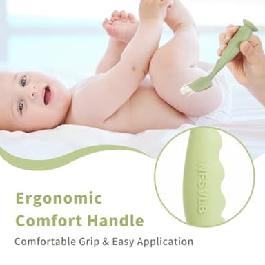 NFSVLB Diaper Cream Spatula with Case,2 Large 2 Mini Butt Paste Spatula with 3 Travel Case,Soft Baby Butt spatula Diaper Cream Applicator diaper Rash spatula Bum spatulas Brush (Green-White) - Image 4