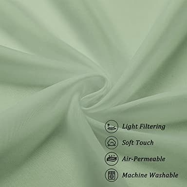 Chyhomenyc Sheer Window Curtains 144 inch Extra Long 2PCS, Airy Scarf Drapes Rod Pocket Window Treatments for Christmas/Wedding/Living Room/Anniversary, 12FT L, 42Wx144L, Sage Green - Image 8
