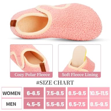 Ibeauti Womens Mens House Slippers Rubber Sole Indoor Slipper Socks Lightweight Fleece Lined Slip-on Barefoot Slippers (Pink, Women, Numeric Range, Medium, 7.5, 8.5) - Image 2