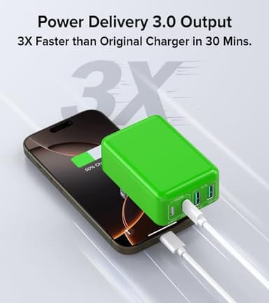 Flat USB C Charger Block, 2-Pack 40W USB C Fast Charging Block 4-Port Dual PD+QC Power Adapter Double Charger Block Multiport Type C Cube Multiple Wall Plug for iPhone16 15 14 13 12 11 Pro Max(Green) - Image 3