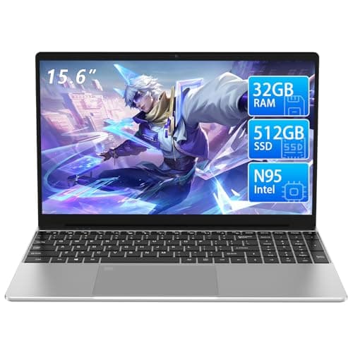 Molegar 15.6" FHD Laptop Computer with Backlit Keyboard,32GB RAM 512GB SSD,Quad Core N95 Processor(Up to 3.4GHz),180 ° Angle Opening,Fingerprint Reader,8000mAh Battery,Webcam,WiFi 5,BT, HDMI,USB 3.0 - Image 1