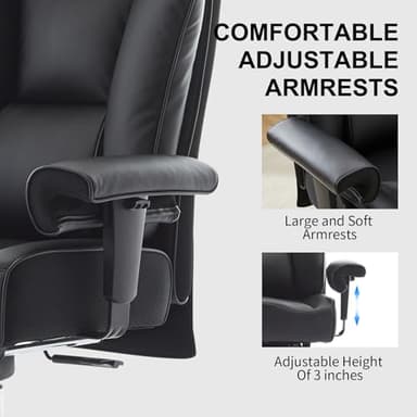 Efomao Ergonomic Office Chair 450LBS with Foot Rest, High Back PU Leather Executive Office Chair with Adjustable Armrests, Lumbar Support for Home or Work, Computer Chair, Black - Image 7