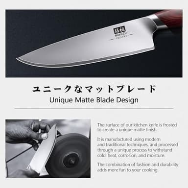 SHAN ZU Chef Knife 8 Inch, High Carbon Japanese 10Cr15Mov Stainless Steel Kitchen Professional Cooking Knife, Ultra Sharp Japanese Knife with Ergonomic Pakkawood Handle - Image 6