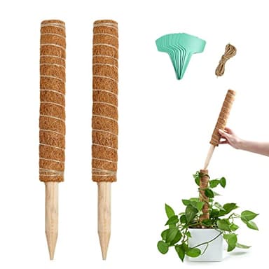 Joyhalo 26.4 Inch Moss Pole Monstera Plant Support, 2 Pcs 15.7 Inch Moss Pole for Plants Monstera, Plant Stakes for Indoor Plants with Jute Rope and Name Label - Image 1