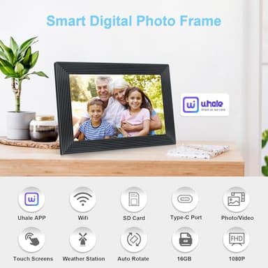 Uhale 10.1 Inch WiFi Digital Picture Frame Black,1280x800 HD IPS Touch Screen Photo Frame Electronic,16GB Memory, Auto-Rotate,Wall Mountable,Share Photos/Videos Instantly via Uhale App from Anywhere - Image 2