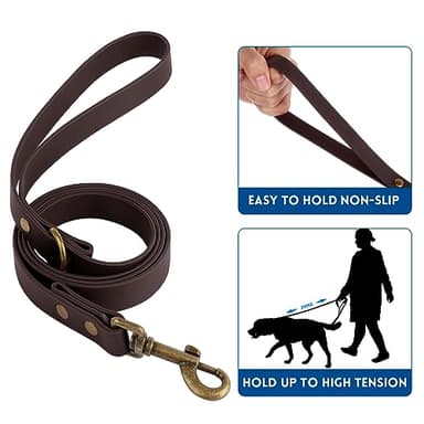 Wisedog Dog Collar and Leash Set, Waterproof Adjustable Puppy Collars with Cute Tag 6FT Dog Leash with Poop Bag for Small Medium Large Dogs (XS(Collar:8.5"-12";Leash:4 ft), Brown) - Image 3